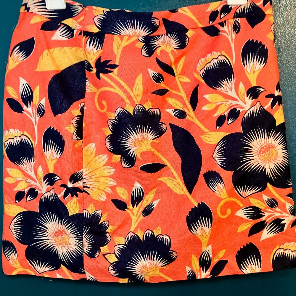J CREW Coral Floral Print Skirt